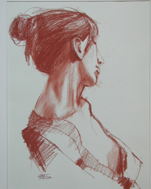 Juraj Skalina  'Nude  Profile', created in 2003, Original Drawing Pencil.