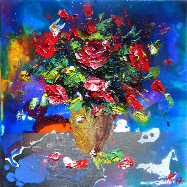 Artist Anastasiya Kachina. 'Roses' Artwork Image, Created in 2017, Original Painting Oil. #art #artist