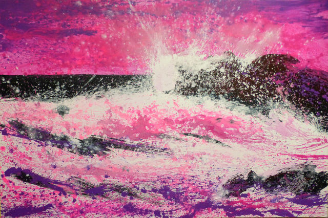 Artist Anastasiya Kachina. 'Sea In Pink' Artwork Image, Created in 2017, Original Painting Oil. #art #artist