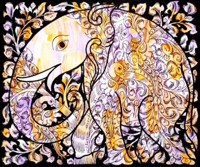 Artist Kailasam Theerdham. 'Tree Of Life In Elephant' Artwork Image, Created in 2014, Original Painting Acrylic. #art #artist