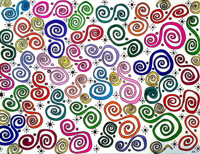 Artist Neal Alicakos. 'Swirl World' Artwork Image, Created in 2017, Original Drawing Ink. #art #artist