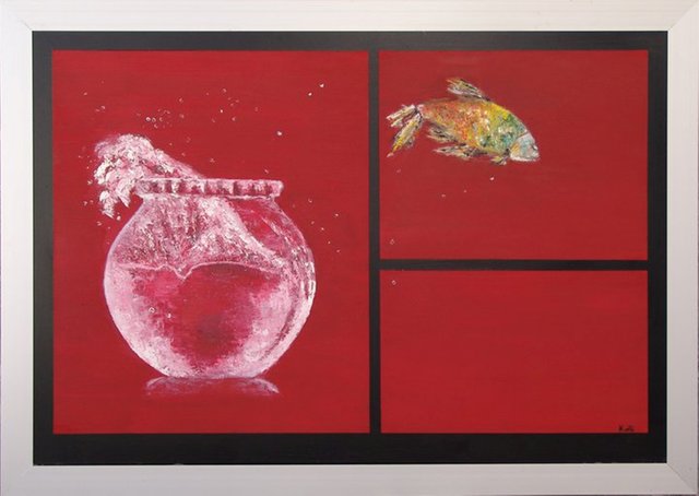 Kalli Matzora  'Fish', created in 2008, Original Painting Oil.