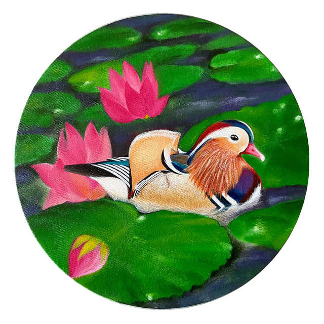 Kalpana  Dhiman Sharma  'Mandarin Duck', created in 2021, Original Painting Acrylic.
