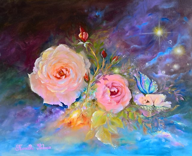 Amara  Hellen   'Sleepig Fairy', created in 2017, Original Painting Oil.