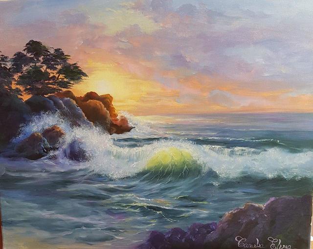 Amara  Hellen   'Sunset', created in 2017, Original Painting Oil.