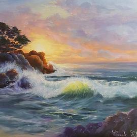 Amara  Hellen : 'sunset', 2017 Oil Painting, Seascape. Artist Description: oil painting made in 2017on canvas fine grained, cotton. ...