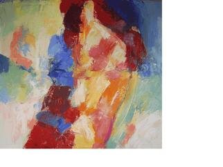 Hans-ruedi Kammermann: 'embrace', 2004 Oil Painting, Communication. whenever two hearts unite. . . . . . . . . . ...