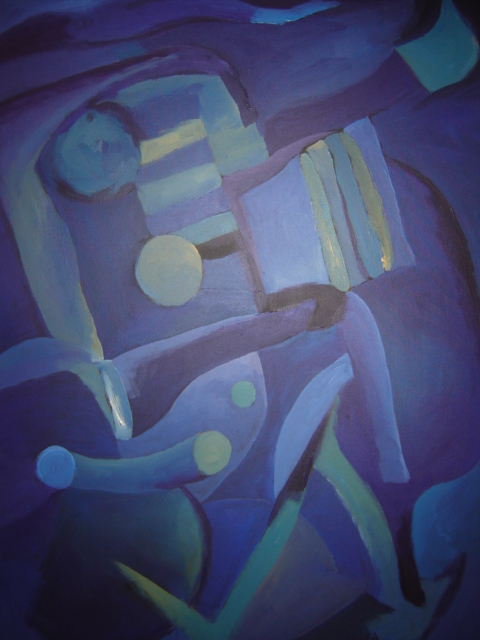 Aleksandr Trachishin  'Blue And Purple Game 1', created in 2008, Original Painting Encaustic.