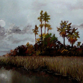 Karen Burnette Garner: 'Full Moon', 2009 Acrylic Painting, Landscape. Artist Description:   Commissions are accepted for custom works through Treasure Nest Art Gallery, Mount Pleasant, SC843- 216- 1235...