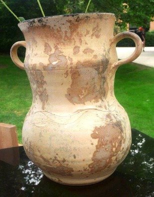Christopher Karg: 'Large handeled vase', 2014 Wheel Ceramics, Indiginous.  I made this large handled vase using Mediterranean influences.  I antiqued this work to appear very old. , almost as if it was discovered in a archeology dig.  ...