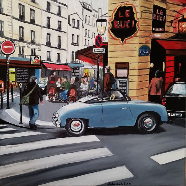 Katarina Radenkovic  'Paris Cafe', created in 2015, Original Painting Oil.