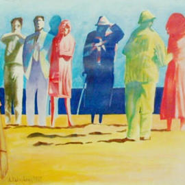 Aris Kalafatis: 'The Company 1', 2003 Acrylic Painting, Other. Artist Description: Acrylics on paper...