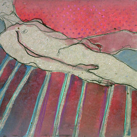 Kasia Gawron: 'Stripes', 2014 Gouache Drawing, nudes. Artist Description:      man, body, industrial grade cardboard    ...