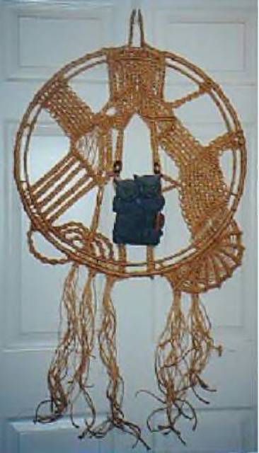 Kathie Freeman  'Scaredy Cats Macrame Wall Hanging', created in 2008, Original Mixed Media.
