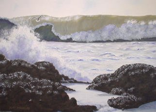 Kathleen Mcmahon: 'SeaGull in Surf', 2001 Oil Painting, Seascape. A seagull flies close to the wave in California.More art work available at kathleenmcmahon. com...