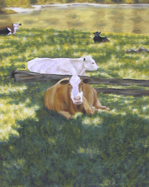 Artist Kathleen Mcmahon. 'Sunol Cows' Artwork Image, Created in 2004, Original Painting Oil. #art #artist