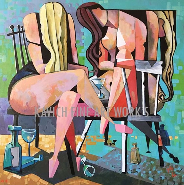 Kavich Art  'Drunk Girls', created in 2020, Original Painting Oil.