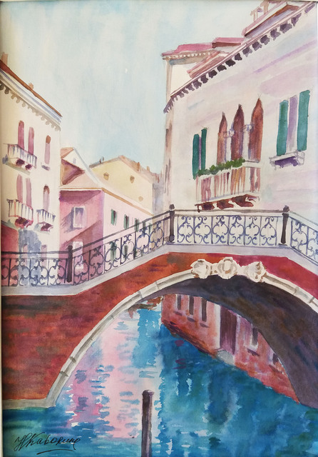 Artist Natalia Kavolina. 'Canal In Venice No 5' Artwork Image, Created in 2018, Original Watercolor. #art #artist
