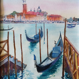 Gondolas In Venice No 3, Natalia Kavolina