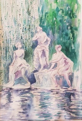 Natalia Kavolina: 'sculptures of caserta', 2018 Watercolor, Culture. Original watercolor painting of statues in Caserta...