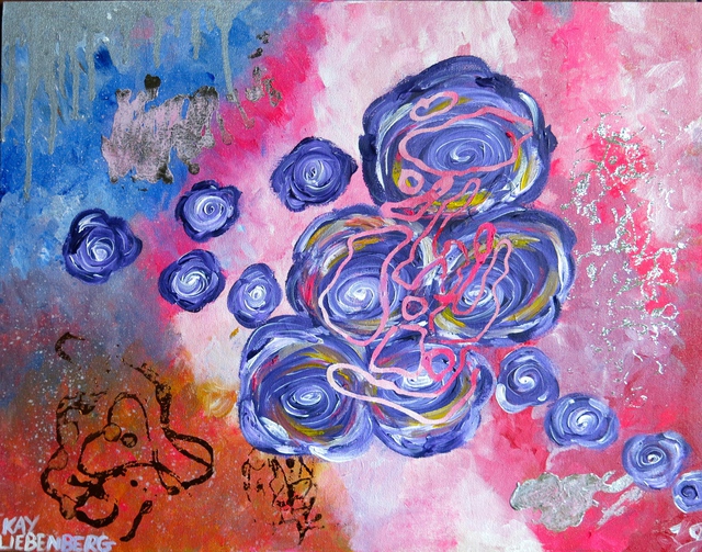 Kay Liebenberg  'Roses In Space', created in 2015, Original Mixed Media.