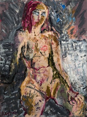 Dmitriy Kedrin: 'La Luna', 2010 Oil Painting, Erotic.   Series Naked people  ...
