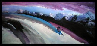 Steve Kiene: 'Tele Skier', 1997 Giclee - Open Edition, Sports.  Telemark Skiing Mountains Snow Storm Impressionistic ...