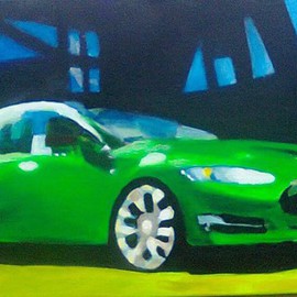 Kees Van Eyck Artwork Tesla GSM green spicy motion, 2014 Acrylic Painting, Automotive