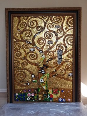 Julija Katranzi: 'tree of life', 2019 Mosaic, Life. Work is done from Dona Murano Smalti tiles and Dona Murano 24k Gold tiles. Inspired by Gustav Klimt art. Work is done in Melangde and Classic Roman mosaic technique...