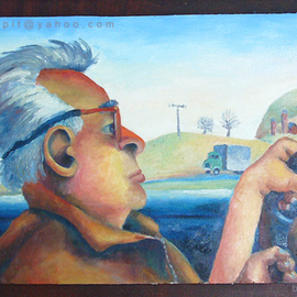 L. Kelen: 'TT Driver 2008', 2008 Oil Painting, Americana. Artist Description: hmm. . .  didnt think Id be doing much painting this year. . .  guess I was wrong. ...