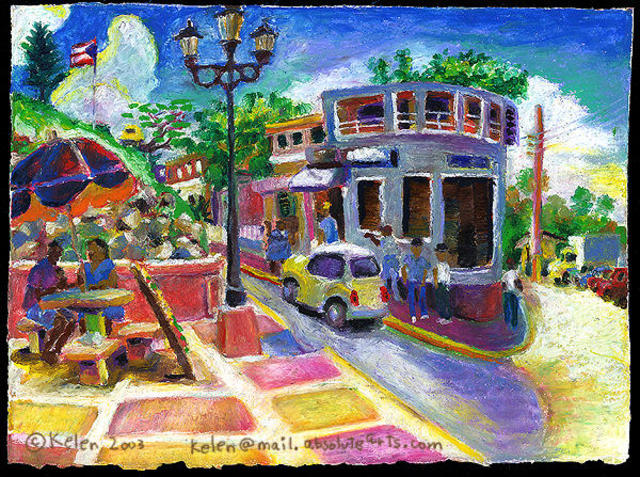 Artist L. Kelen. 'Town Square' Artwork Image, Created in 2001, Original Pastel. #art #artist