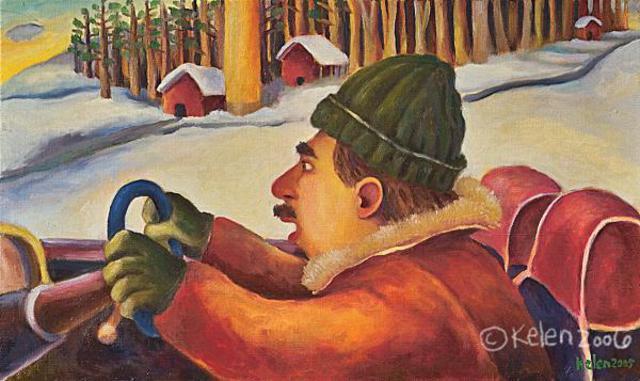 Artist L. Kelen. 'Winterdriver' Artwork Image, Created in 2005, Original Pastel. #art #artist