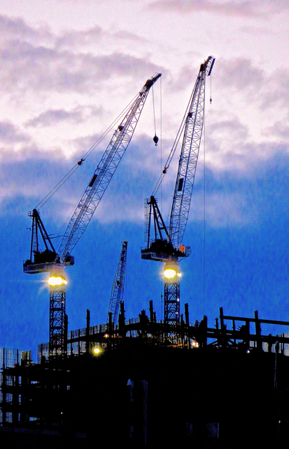 Ken Lerner  'Construction Cranes 1a', created in 2018, Original Photography Color.