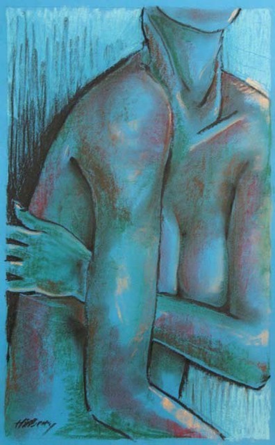 Ken Hillberry  'Blue Nude 1', created in 2009, Original Printmaking Linoleum - Open Edition.