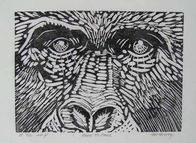 Artist Ken Hillberry. 'Face To Face' Artwork Image, Created in 2001, Original Printmaking Linoleum - Open Edition. #art #artist