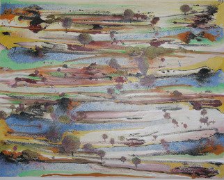 Ken Hillberry: 'MultiScape', 2010 Mixed Media, Abstract Landscape.       impressionistic view, watercolor and pastel     ...