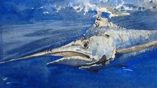 Ken Hillberry: 'Surfacing', 2012 Watercolor, Sea Life.     movement, ripple effect, liquidity                       ...