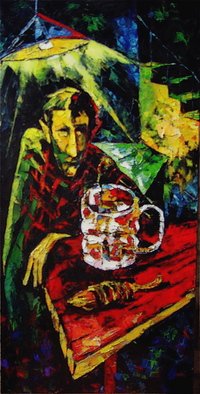 Keren Gorzhaltsan: 'A Beer Drinker', 2008 Oil Painting, People. 