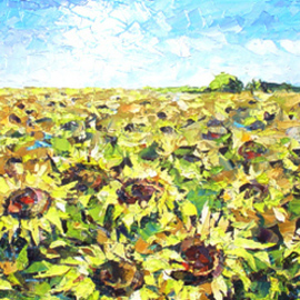 Keren Gorzhaltsan: 'Sunflowers', 2006 Oil Painting, Landscape. Artist Description:  oil on canvas ...