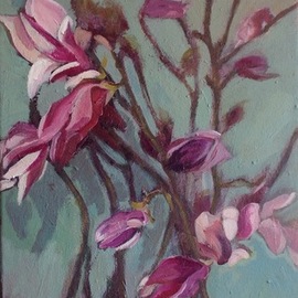 Anyck Alvarez Kerloch: 'magnolia', 2017 Acrylic Painting, Floral. Artist Description: In spring I like to paint the magnolias.  Acrylic on mounted canvas.  Floral, botanical, nature, still life, flowers. ...