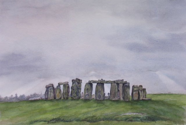 Artist Debbie Homewood. 'Stonehenge' Artwork Image, Created in 2007, Original Watercolor. #art #artist
