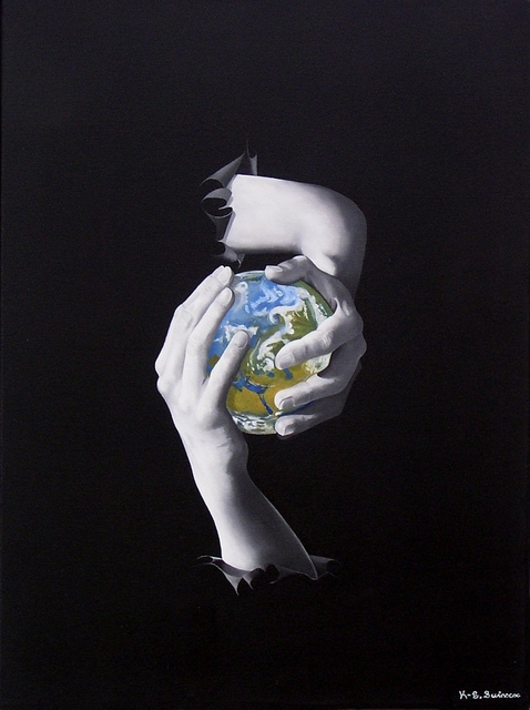 Artist Kenneth-Edward Swinscoe. 'The World In Your Hands' Artwork Image, Created in 2011, Original Painting Oil. #art #artist