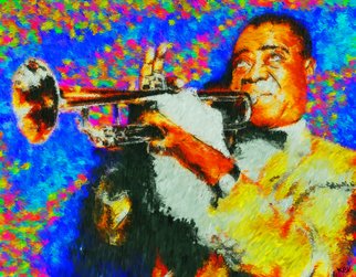 Kevin Rogerson: 'Louis Pops Armstrong', 2013 Acrylic Painting, Music.  Louis Armstrong Jazz bebop blues NOLA Music Musician portrait ...