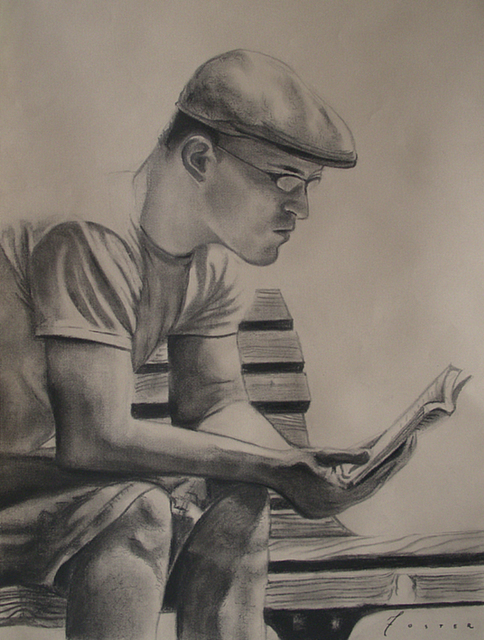 Kyle Foster  'Fells Point Reader', created in 2008, Original Painting Oil.
