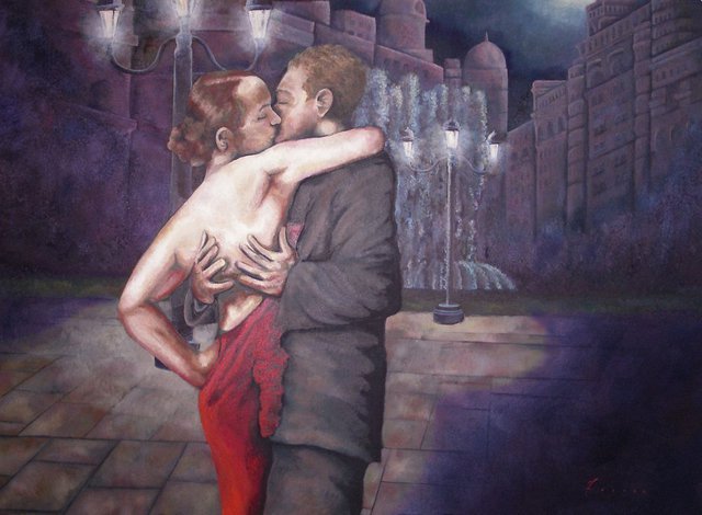 Artist Kyle Foster. 'Midnight Kiss' Artwork Image, Created in 2008, Original Painting Oil. #art #artist