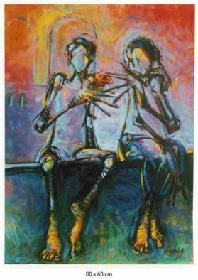 Khaled Abdelbassat: 'couple', 2002 Oil Painting, Undecided. 