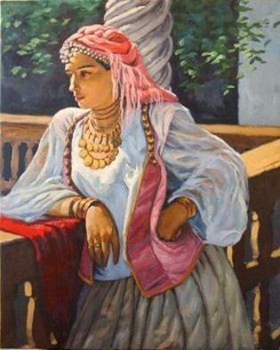 Khaled Abdelbassat: 'lala zhoor', 2005 Oil Painting, Undecided. 