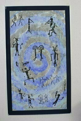 Kichung Lizee: 'Petroglyph Series 4', 2010 Mixed Media, Indiginous.  American South Western Petroglyph with Tibetan prayers ...
