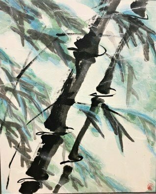 Kichung Lizee: 'bamboo series 2', 2020 Mixed Media, Nature. fusion of Eastern Literati style and Western presentation...