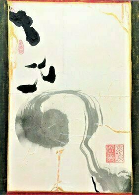 Kichung Lizee: 'into the light 2', 2021 Ink Painting, Spiritual. Free flowing Eastern calligraphy brush work done on mulberry paper...